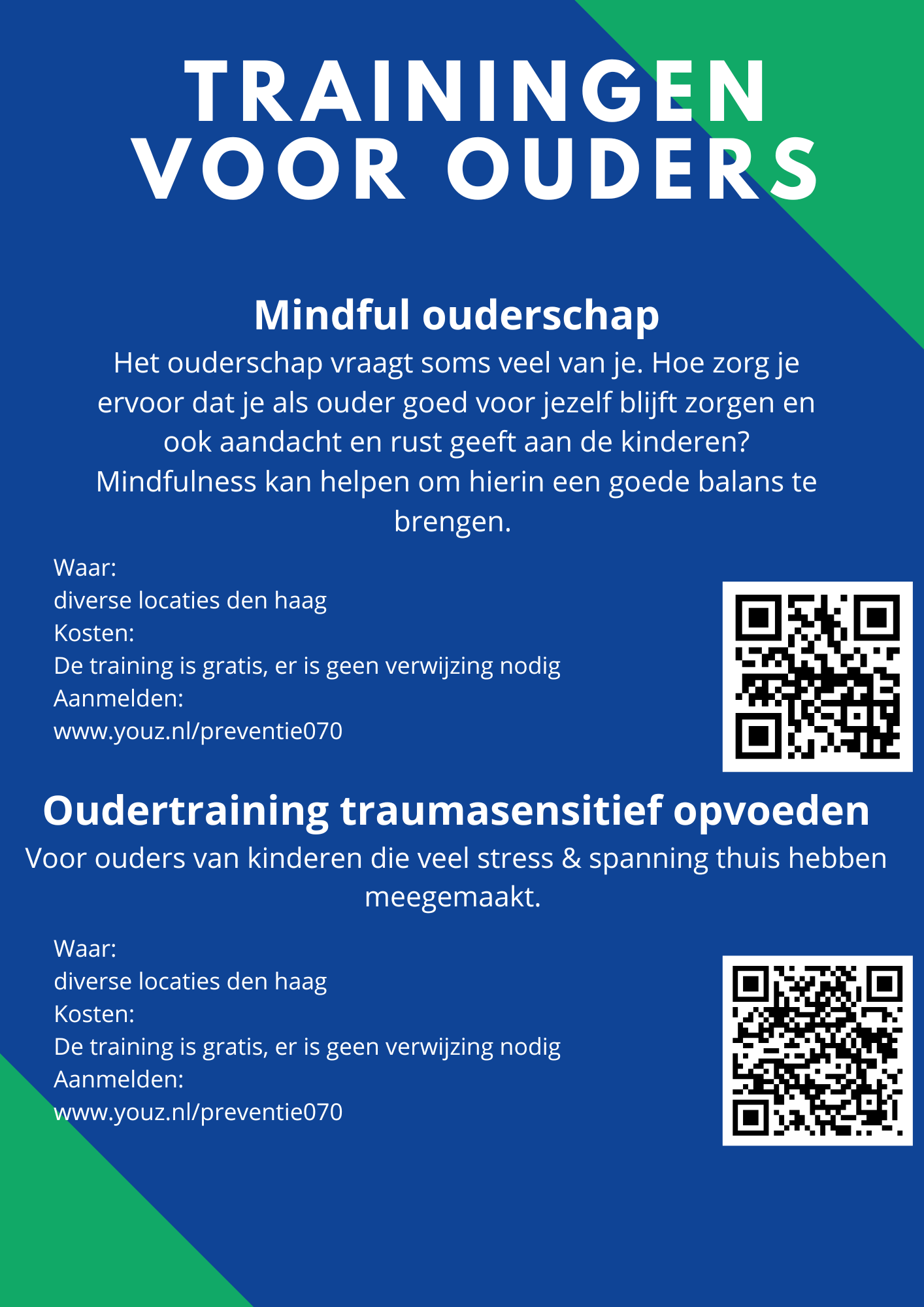 Gratis trainingen voor ouders: Mindful ouderschap&Oudertraining traumasensitief opvoeden